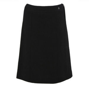 CHANEL Black Wool Silk Textured Skirt 36/2